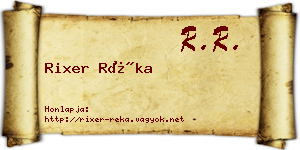 Rixer Réka névjegykártya